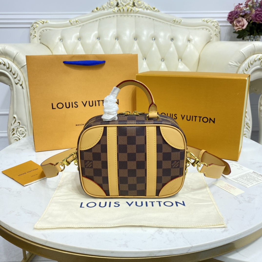 Louis Vuitton VALISETTE SOUPLE BB Handbag Damier Ebene N50065 Natural Beige